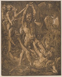 Herkules och Cacus av Hendrick Goltzius