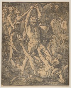 Herkules och Cacus av Hendrick Goltzius