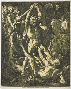 Herkules och Cacus av Hendrick Goltzius