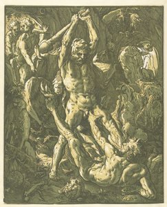 Hercules en Cacus av Hendrick Goltzius