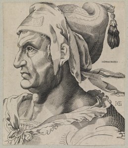 Hippokrates. Byst av en man i profil av Hendrick Goltzius