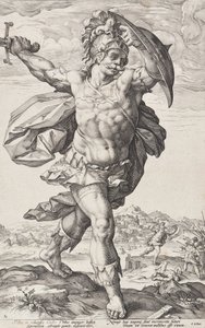 Horatius Cocles (Romerska hjältar, blad 2) av Hendrick Goltzius
