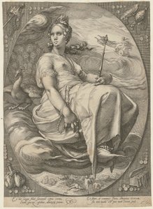 Juno, blad 3 ur serien ”Tre gudinnor” av Hendrick Goltzius