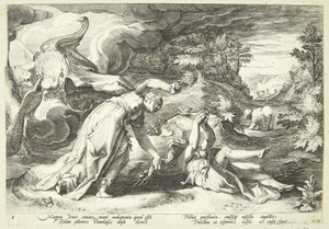 Juno förvandlar Kallisto till en björn av Hendrick Goltzius