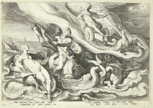 Juno klagar på Kallisto till Okeanos och Tethys av Hendrick Goltzius