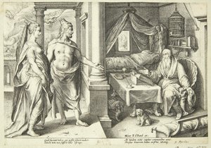 Jupiter och Juno konsulterar Teiresias av Hendrick Goltzius