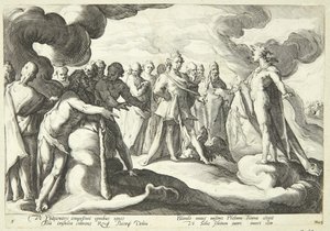Jupiter och gudarna ber Helios att återta kontrollen över solvagnen av Hendrick Goltzius