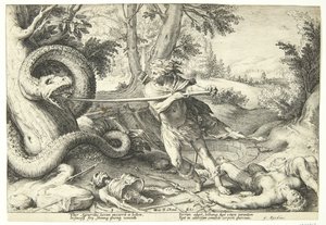 Cadmus dödar draken av Hendrick Goltzius