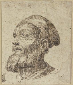 Huvud av en gammal man i trekvartsprofil åt vänster av Hendrick Goltzius