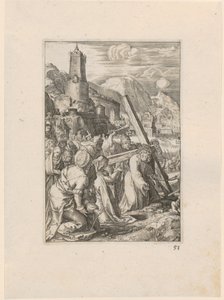 Korsbärandet, blad 9 i serien ”Passionen” av Hendrick Goltzius