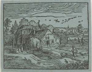 Landskap med bondgård, ur Fyra små landskap av Hendrick Goltzius
