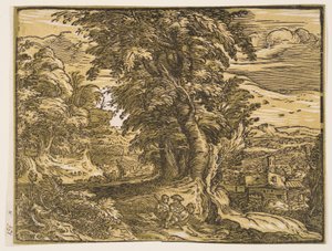 Landskap med fåraherdepar av Hendrick Goltzius
