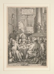Nattvarden, från The Passion, nr 1 i en serie om 12 gravyrer av Hendrick Goltzius