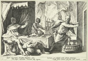 Lykaon förvandlas till en varg av Hendrick Goltzius