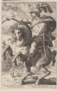 Marcus Curtius på hästryggen, från De romerska hjältarna av Hendrick Goltzius