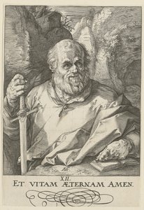 Matthias, blad 13 i serien ”Kristus, de tolv apostlarna och Paulus” av Hendrick Goltzius