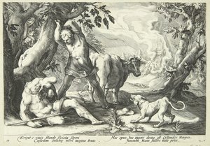 Merkurius dödar Argus av Hendrick Goltzius