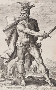 Mucius Scaevola (Romerska hjältar, plansch 3) av Hendrick Goltzius