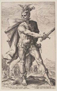 Mucius Scaevola, från De romerska hjältarna av Hendrick Goltzius