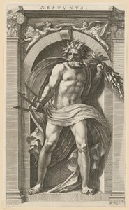 Neptun, blad 2 i serien ”Åtta antika gudar” av Hendrick Goltzius