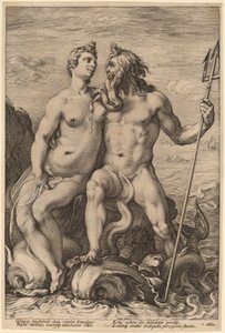 Neptunus och Amfitrit av Hendrick Goltzius