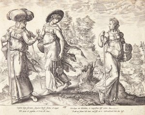 Orpa lämnar Rut och Noomi av Hendrick Goltzius