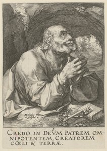 Petrus, blad 1 ur serien "Kristus, de tolv apostlarna och Paulus" av Hendrick Goltzius
