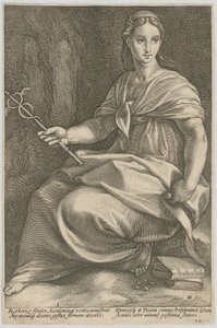 Polyhymnia, blad 8 i serien ”Nio muser” av Hendrick Goltzius