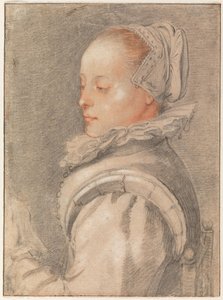 Porträtt av en ung kvinna av Hendrick Goltzius