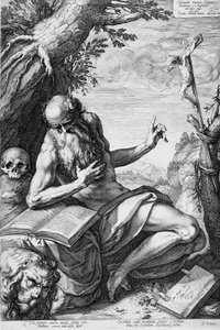 Sankt Hieronymus i öknen av Hendrick Goltzius