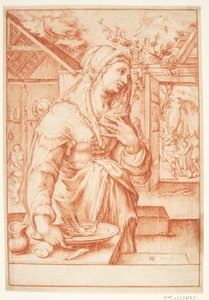 Sarah i köket av Hendrick Goltzius