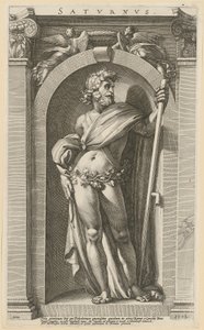 Saturnus, blad 1 ur serien "Åtta antika gudar" av Hendrick Goltzius