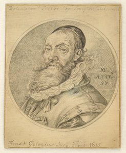 Självporträtt. Rund i en rektangel av Hendrick Goltzius