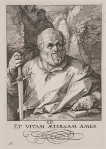 S:t Matthias, från Kristus, apostlarna och S:t Paulus med trosbekännelsen av Hendrick Goltzius