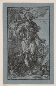 Stående ung man med käpp av Hendrick Goltzius