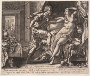 Tarquinius och Lucretia, från Berättelsen om Lucretia av Hendrick Goltzius
