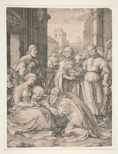 The Adoration of the Magi, från serien The Birth and Early Life of Christ av Hendrick Goltzius