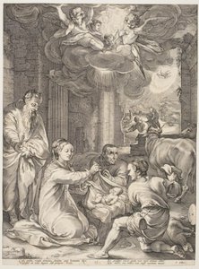 Tillbedjan av herdarna av Hendrick Goltzius
