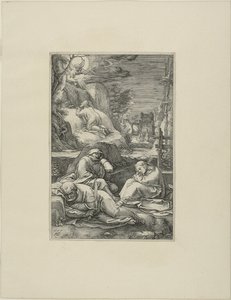The Agony in the Garden, plansch två från The Passion of Christ av Hendrick Goltzius