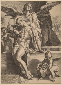 Kristi kropp buren av änglar av Hendrick Goltzius