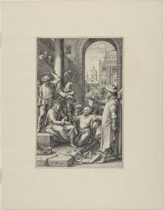 The Crowning with Thorns, tallrik sju från The Passion of Christ av Hendrick Goltzius