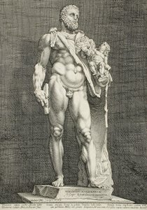 Kejsar Commodus som Herkules av Hendrick Goltzius