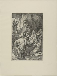 Gravläggningen, tavla elva från The Passion of Christ av Hendrick Goltzius