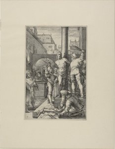 The Flagellation, tallrik sex från The Passion of Christ av Hendrick Goltzius