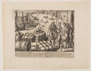 Den okunniga notarien, från Litis Abusus (Juridiska övergrepp) av Hendrick Goltzius