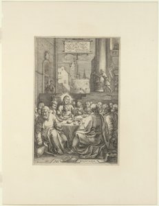 Den sista måltiden, tallrik ett från The Passion of Christ av Hendrick Goltzius