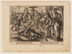 Thomas martyrdöd, från Kristi och apostlarnas martyrdöd av Hendrick Goltzius