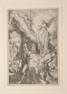 Uppståndelsen, från The Passion, #12 i en serie av 12 gravyrer av Hendrick Goltzius
