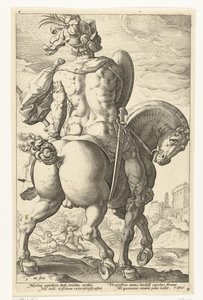 Titus Manlius till häst The Roman Heroes (serietitel) av Hendrick Goltzius