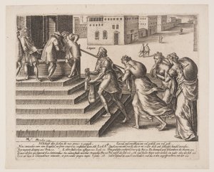 Ojämlik rättvisa, plansch 4 från The Abuses of The Law av Hendrick Goltzius